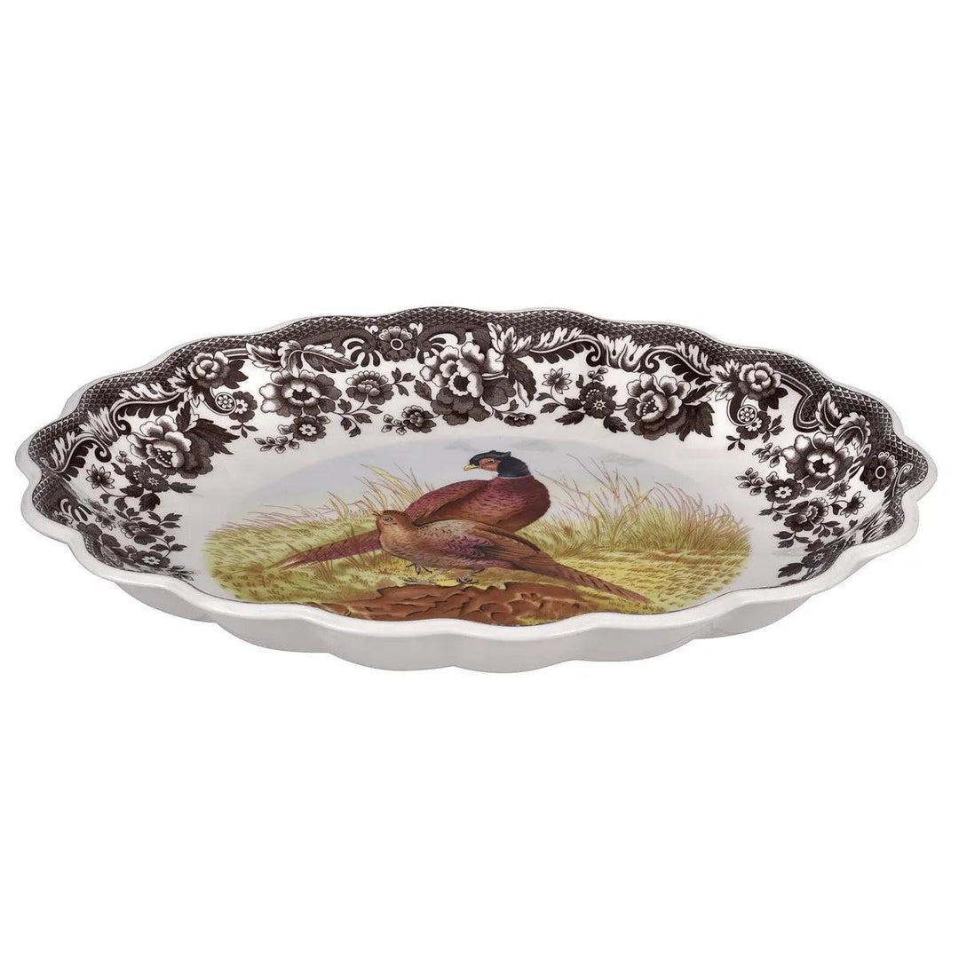 Spode Woodland Oval Fluted Dish - Pheasant 14.5"-Home/Giftware-Kevin's Fine Outdoor Gear & Apparel