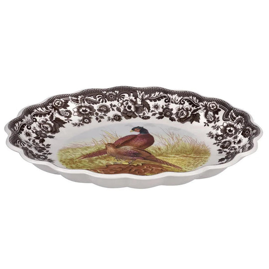 Spode Woodland Oval Fluted Dish - Pheasant 14.5"-Home/Giftware-Kevin's Fine Outdoor Gear & Apparel