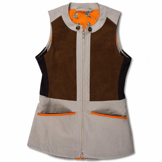 Kevin's Finest Balmoral Women's Shooting Vest-Women's Clothing-Khaki/Chocolate-XS-Kevin's Fine Outdoor Gear & Apparel