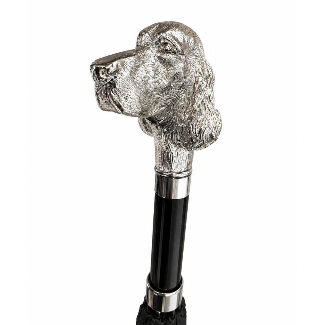 Gilt Animal Head Umbrellas-Home/Giftware-Nickel Spaniel Head with Black Handle-Black-Kevin's Fine Outdoor Gear & Apparel