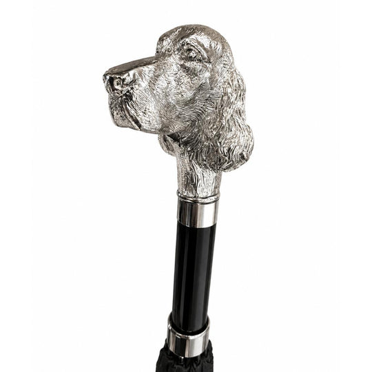 Gilt Animal Head Umbrellas-Home/Giftware-Nickel Spaniel Head with Black Handle-Black-Kevin's Fine Outdoor Gear & Apparel