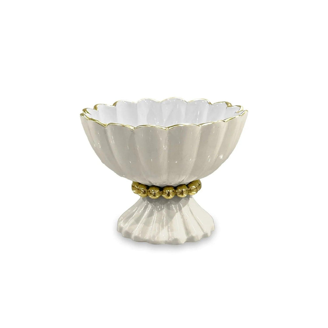 Beatriz Ball Encanto Vienna Mini Pedestal with Spoon Bowl-Home/Giftware-Cream and White-Kevin's Fine Outdoor Gear & Apparel