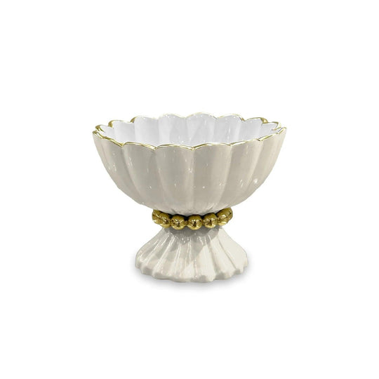 Beatriz Ball Encanto Vienna Mini Pedestal with Spoon Bowl-Home/Giftware-Cream and White-Kevin's Fine Outdoor Gear & Apparel