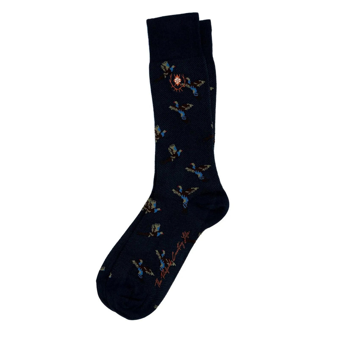Martin Dingman Pheasant Peruvian Pima Cotton Socks-Men's Accessories-Navy-Kevin's Fine Outdoor Gear & Apparel