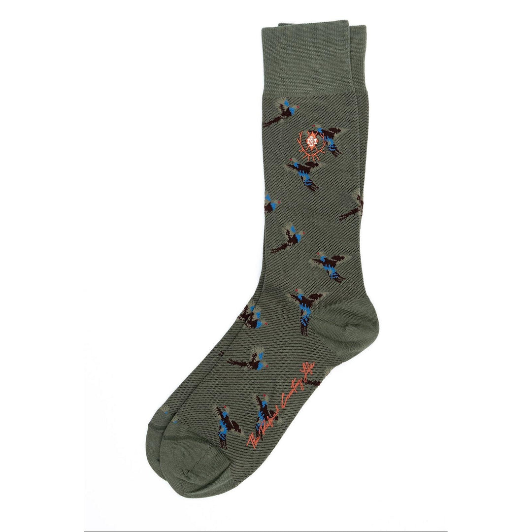Martin Dingman Pheasant Peruvian Pima Cotton Socks-Men's Accessories-Military Green-Kevin's Fine Outdoor Gear & Apparel