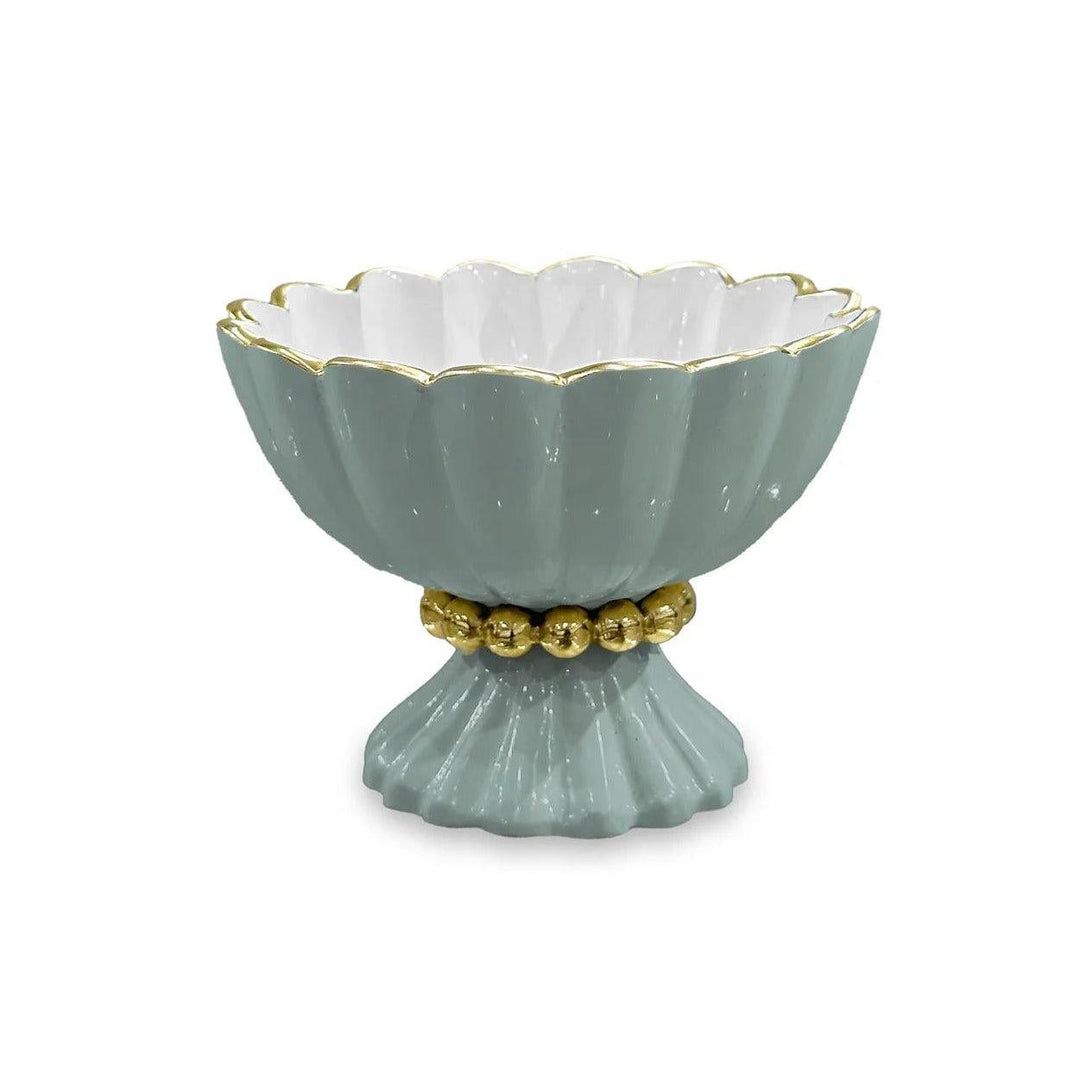 Beatriz Ball Encanto Vienna Mini Pedestal with Spoon Bowl-Home/Giftware-Slate and White-Kevin's Fine Outdoor Gear & Apparel