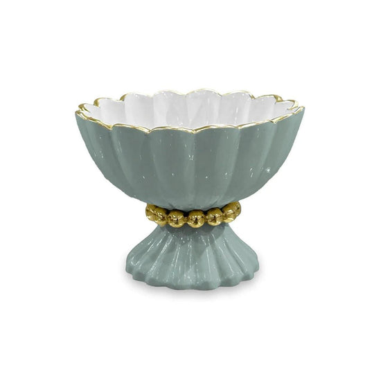 Beatriz Ball Encanto Vienna Mini Pedestal with Spoon Bowl-Home/Giftware-Slate and White-Kevin's Fine Outdoor Gear & Apparel