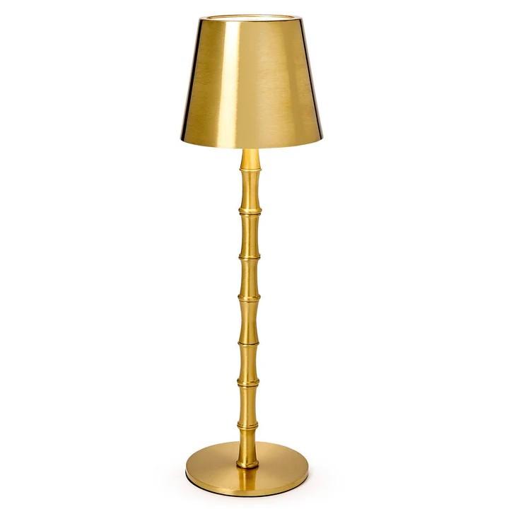 Led Portable Cordless Gold Bamboo Lamp with Shade-Home/Giftware-Kevin's Fine Outdoor Gear & Apparel