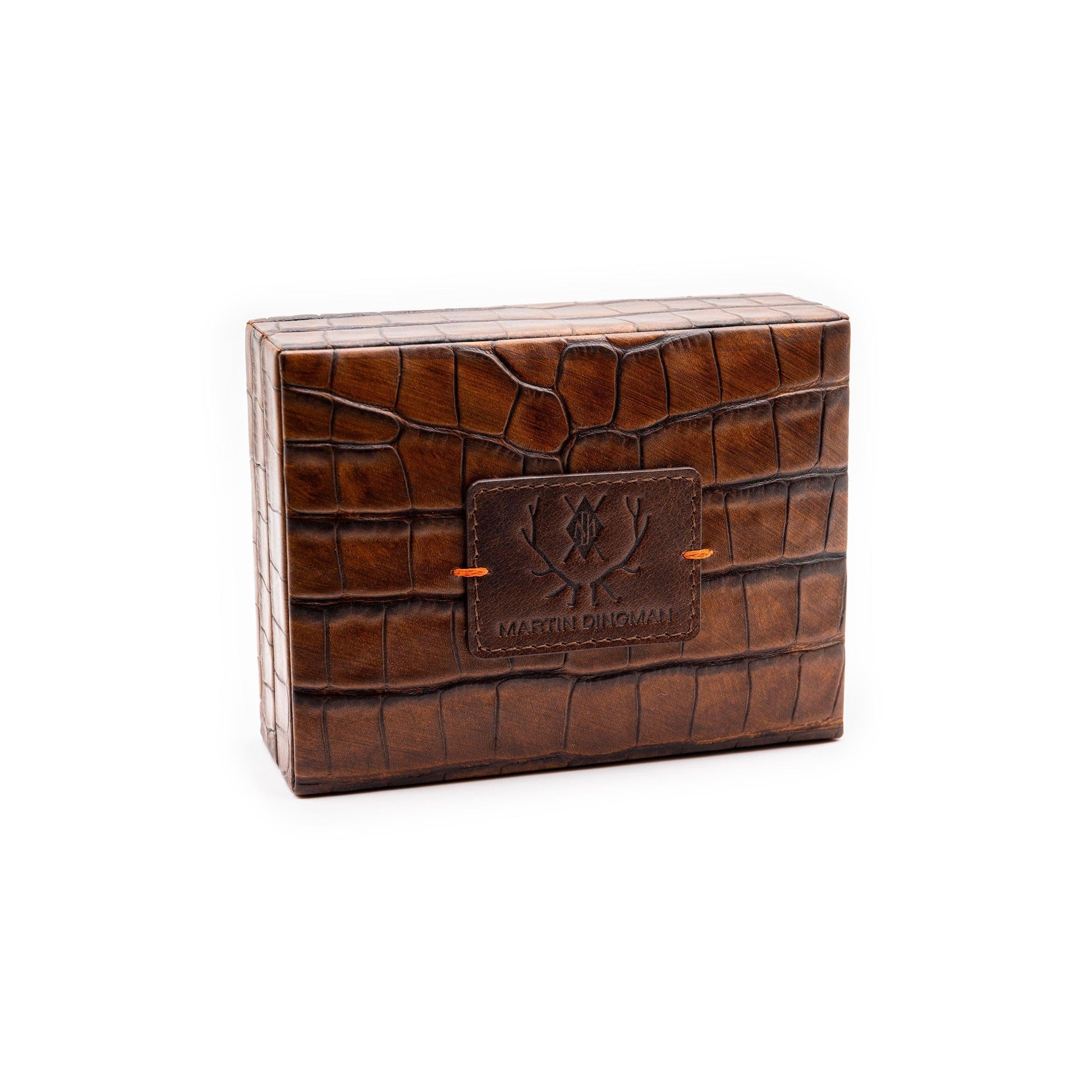 Martin Dingman Hand Finished Alligator Grain Leather Royal Flush Playing Cards Case-Home/Giftware-Chestnut-Kevin's Fine Outdoor Gear & Apparel