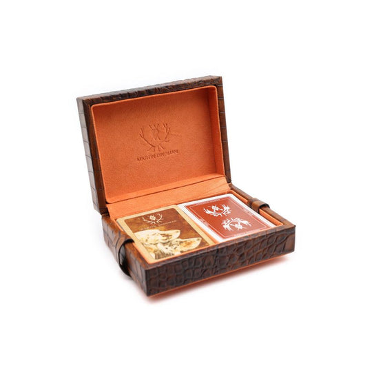 Martin Dingman Hand Finished Alligator Grain Leather Royal Flush Playing Cards Case-Home/Giftware-Kevin's Fine Outdoor Gear & Apparel