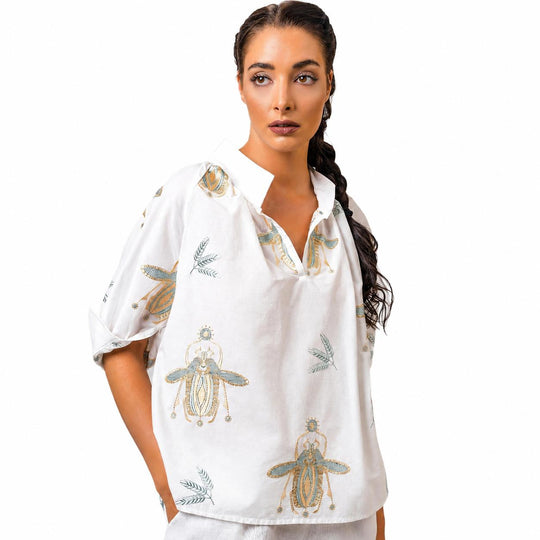 Aether Concept Cotton Top-Women's Clothing-Off White/Green-XS-Kevin's Fine Outdoor Gear & Apparel