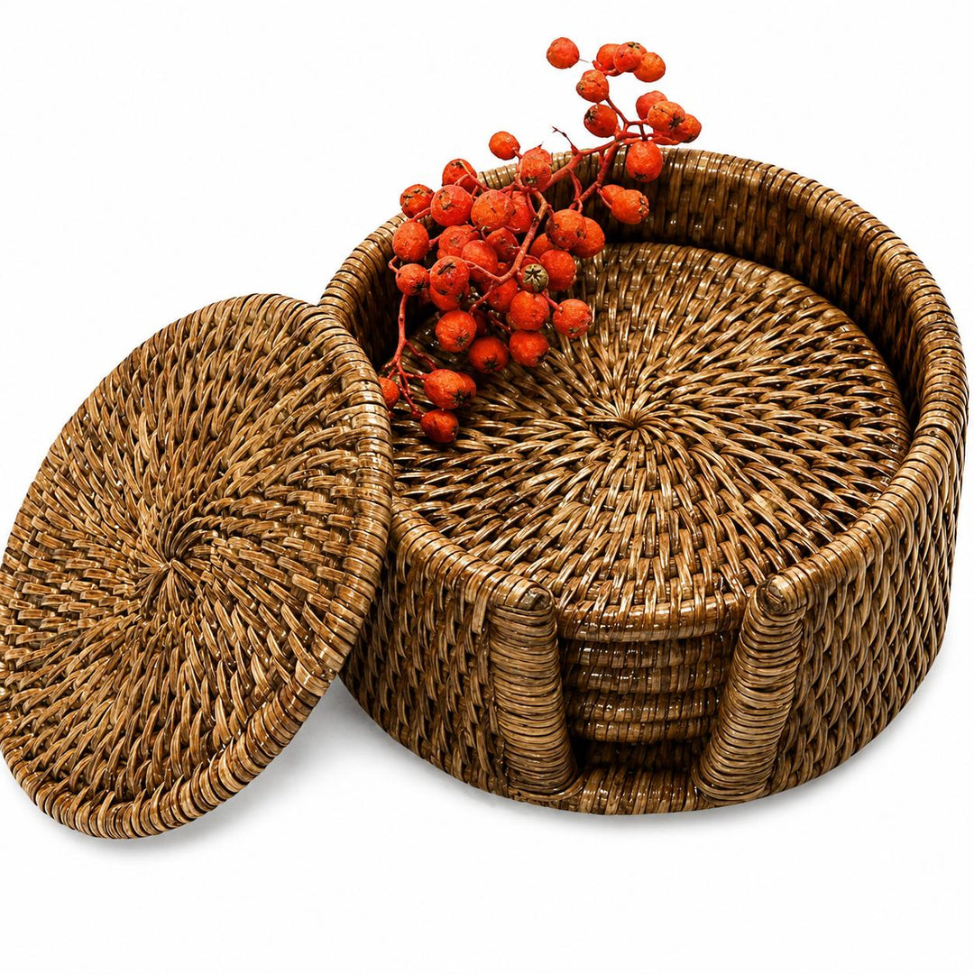 Wicker 7 pc. Round Coaster Set-Home/Giftware-Kevin's Fine Outdoor Gear & Apparel