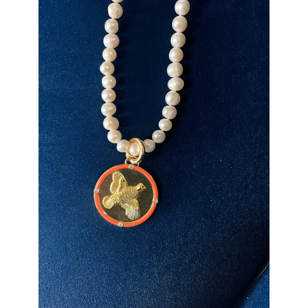 Kevin's Freshwater Pearl Quail Pendant Necklace-WOMEN-Orange-Kevin's Fine Outdoor Gear & Apparel