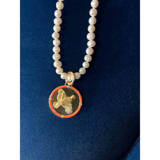Kevin's Freshwater Pearl Quail Pendant Necklace-WOMEN-Orange-Kevin's Fine Outdoor Gear & Apparel