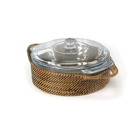 Round Basket with 2 qt Glass Casserole Dish with Cover-Home/Giftware-Kevin's Fine Outdoor Gear & Apparel