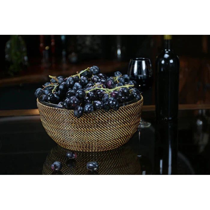 Wicker Salad and Serving Bowl with Glass 4QT Bowl-Home/Giftware-Kevin's Fine Outdoor Gear & Apparel