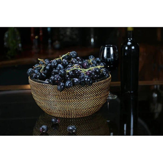 Wicker Salad and Serving Bowl with Glass 4QT Bowl-Home/Giftware-Kevin's Fine Outdoor Gear & Apparel