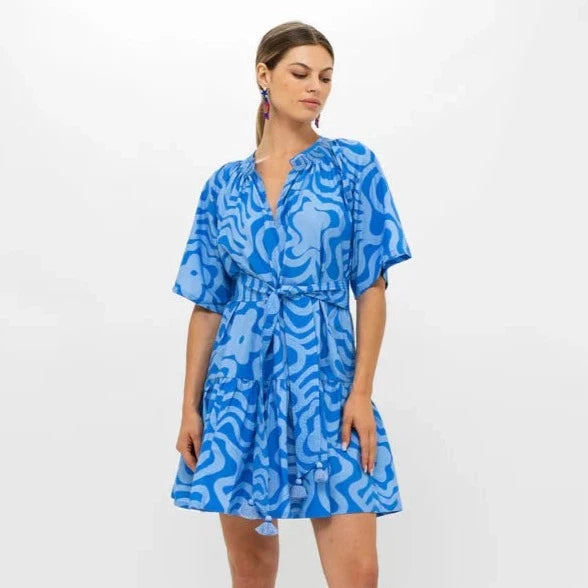 Oliphant Raglan Belted Mini Dress-Women's Clothing-Ashbury Blue-XS-Kevin's Fine Outdoor Gear & Apparel