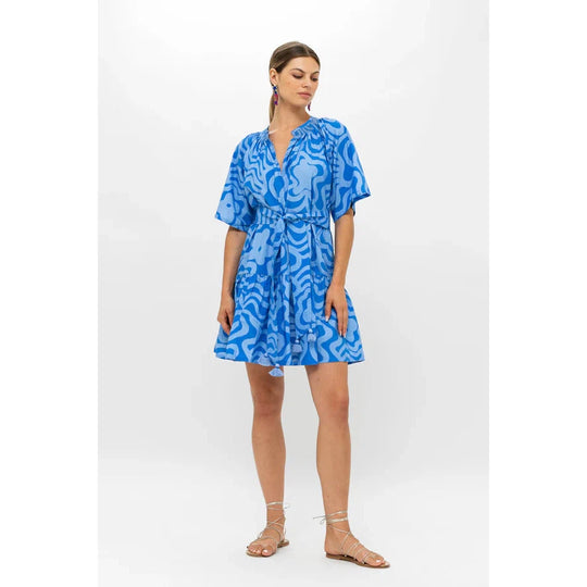 Oliphant Raglan Belted Mini Dress-Women's Clothing-Ashbury Blue-XS-Kevin's Fine Outdoor Gear & Apparel
