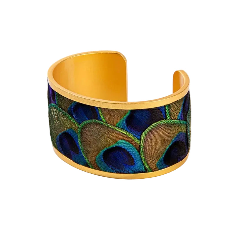 Brackish Mary Ann Peacock Feathers Wide Cuff Bracelet-Jewelry-Kevin's Fine Outdoor Gear & Apparel