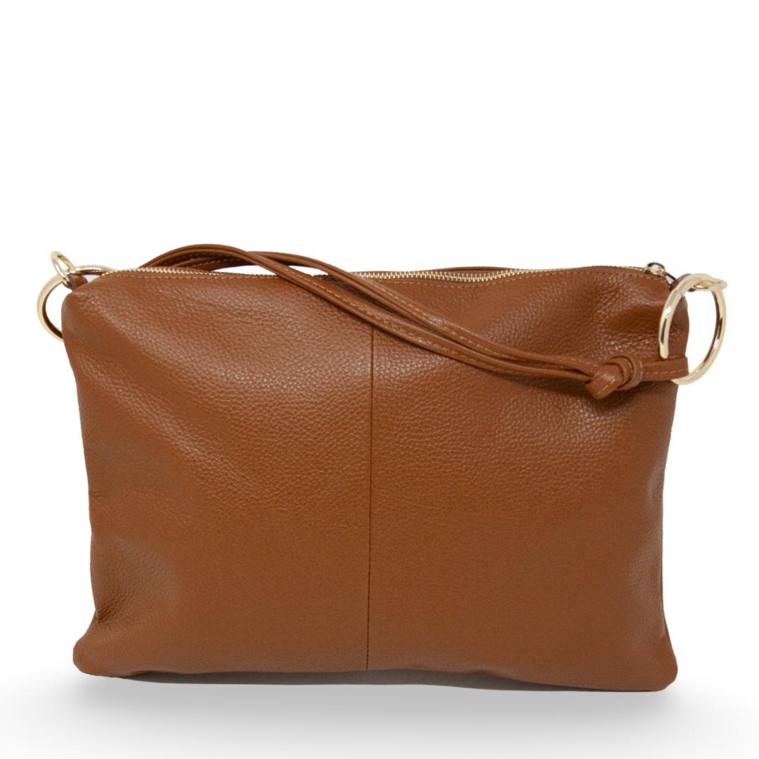 Kevin's Leather Hand Bag w/ Gold Rings-Women's Accessories-Camel-One Size-Kevin's Fine Outdoor Gear & Apparel