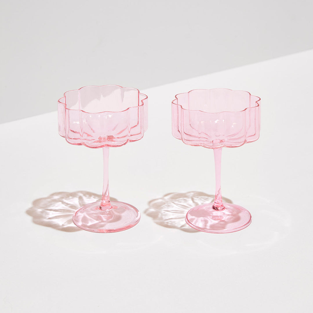 Fazeek Set of 2 Wave Coupe Glasses-Home/Giftware-Pink-Kevin's Fine Outdoor Gear & Apparel