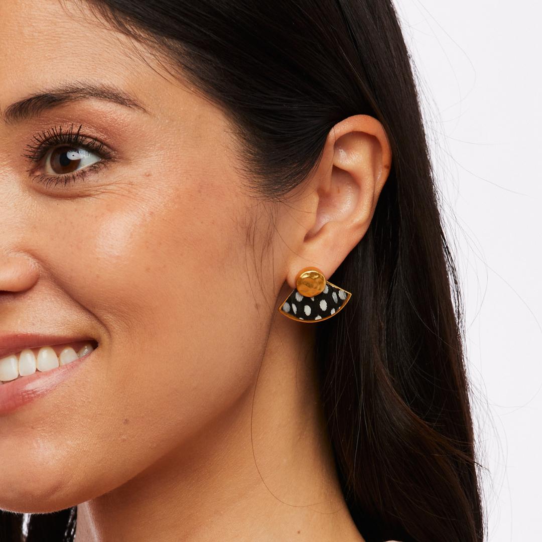 Brackish Hiott Guinea Feather Gold Stud Earrings-Jewelry-Kevin's Fine Outdoor Gear & Apparel