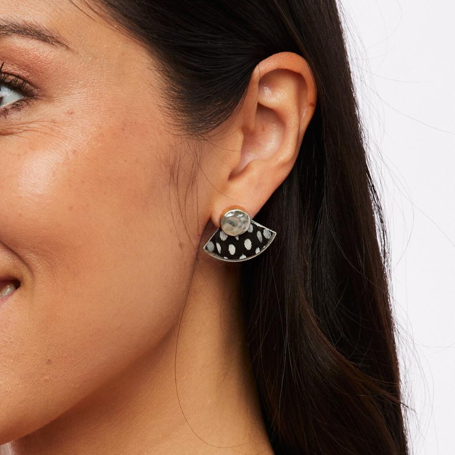 Brackish Hiott Guinea Feather Silver Stud Earrings-Jewelry-Kevin's Fine Outdoor Gear & Apparel