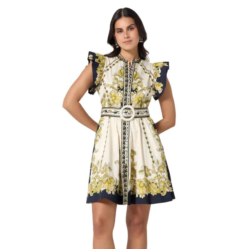 Scarlett Poppies Baronessa Dress-Women's Clothing-Papyrus w/ Burnished Gold/Black Borders-XS-Kevin's Fine Outdoor Gear & Apparel