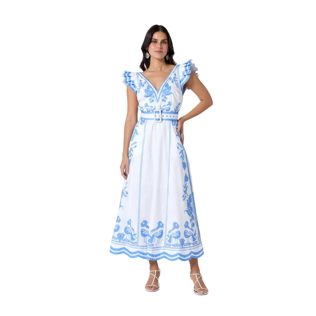 Scarlett Poppies Valmira Dress-Women's Clothing-Simply White / Blue-XS-Kevin's Fine Outdoor Gear & Apparel