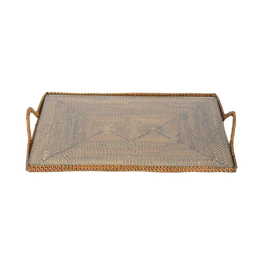 Wicker Serving Ware Rectangular Tray with Glass Bottom-Home/Giftware-Kevin's Fine Outdoor Gear & Apparel