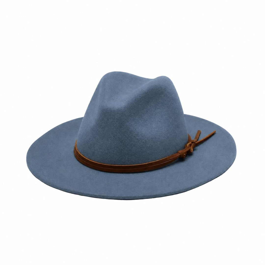 Billie Wool Felt Fedora with Leather Trim-Women's Accessories-Denim Blue-One Size-Kevin's Fine Outdoor Gear & Apparel