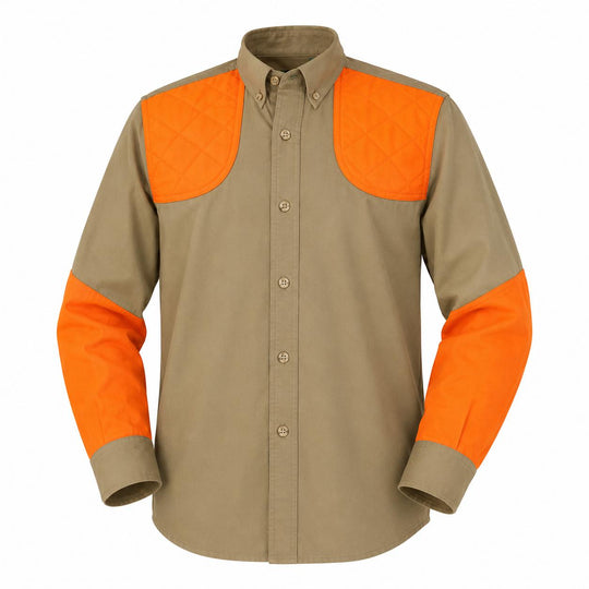 Kevin's Children's 100% Cotton Long Sleeve Shooting Shirt - B2B-Children's Clothing-Khaki/Blaze-XXS-Kevin's Fine Outdoor Gear & Apparel