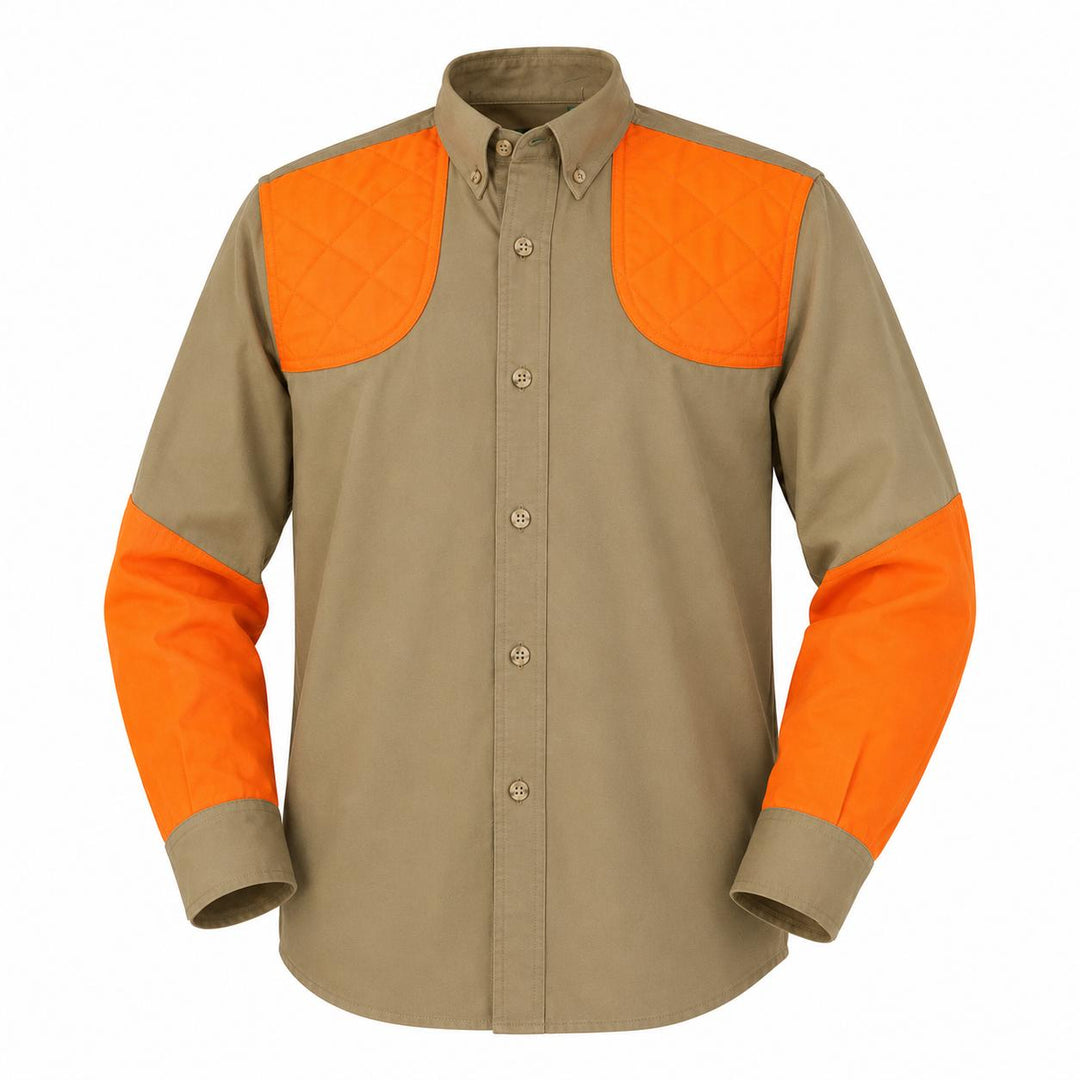 Kevin's Children's 100% Cotton Long Sleeve Shooting Shirt-Children's Clothing-Khaki/Blaze-XXS-Kevin's Fine Outdoor Gear & Apparel