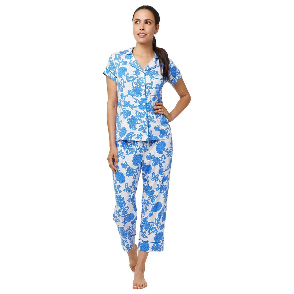 The Cat's Chrysantheme Pima Knit Capri Short Sleeve Pajama Set-Women's Clothing-Kevin's Fine Outdoor Gear & Apparel