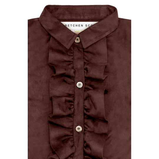 Gretchen Scott Ruffle Rumble Blouse-Ultra Suede-Women's Clothing-Brown-XS-Kevin's Fine Outdoor Gear & Apparel