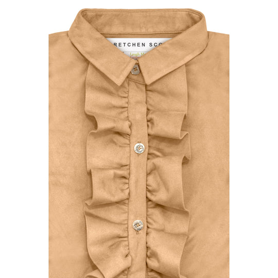 Gretchen Scott Ruffle Rumble Blouse-Ultra Suede-Women's Clothing-Khaki-XS-Kevin's Fine Outdoor Gear & Apparel