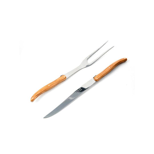 Laguiole Debutant Carving Set (Olive Wood)-Home/Giftware-Kevin's Fine Outdoor Gear & Apparel