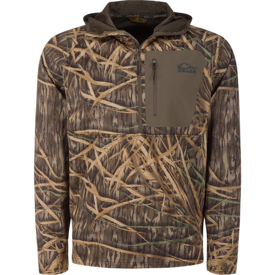 Drake Waterfowl Grid Fleece Half Zip Hoodie-Men's Clothing-Original Shadow Grass-M-Kevin's Fine Outdoor Gear & Apparel