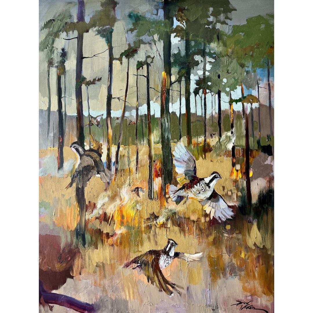 "Burning the Fields-Quail Habitat" Painting by Dirk Walker-Home/Giftware-Kevin's Fine Outdoor Gear & Apparel