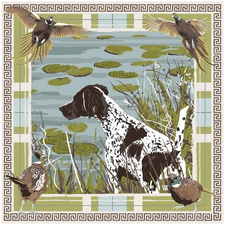 Pheasant Watch Double-Sided Silk Scarf-Women's Accessories-Olive-25