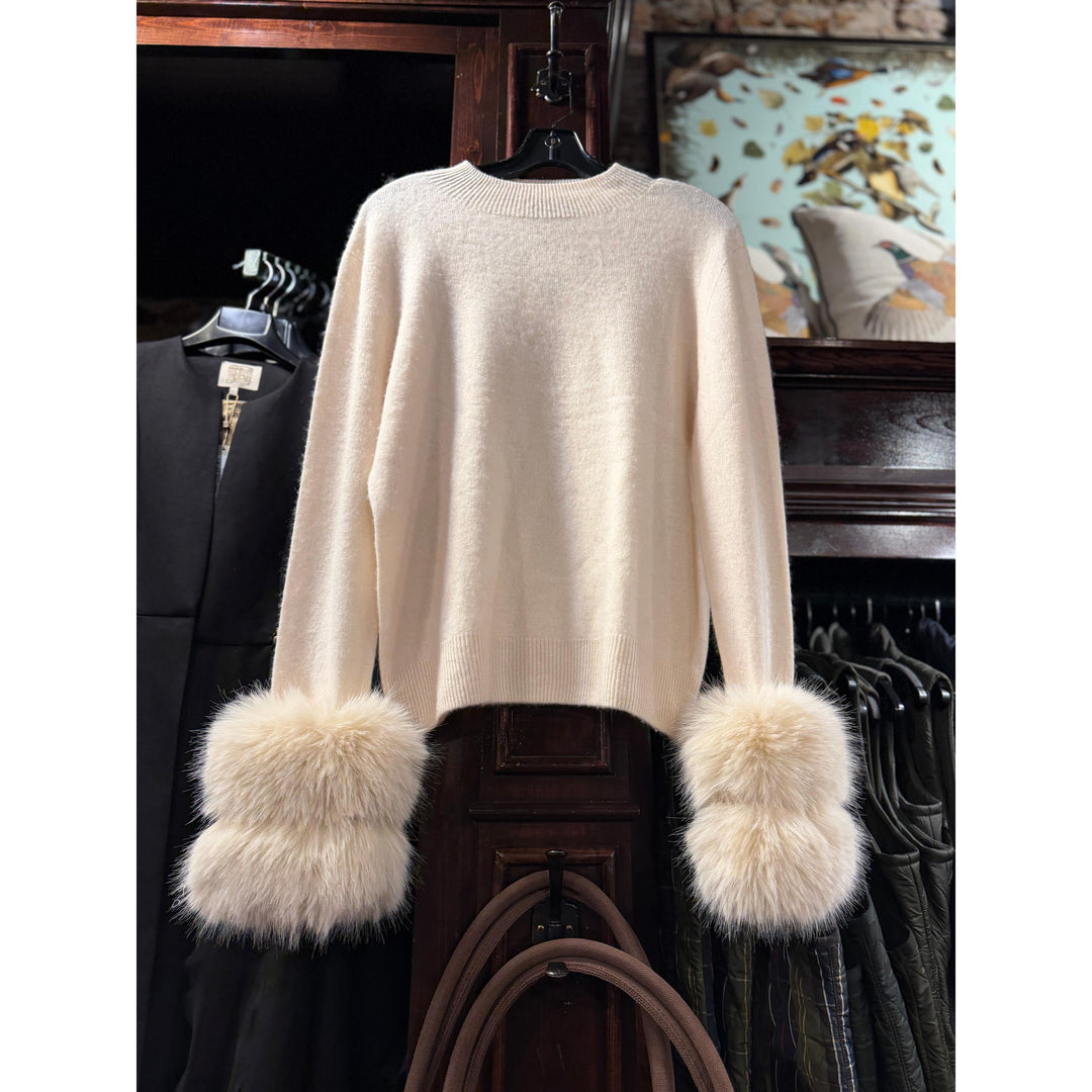 Fur Cuff Sweater-Women's Clothing-Camel-XS-Kevin's Fine Outdoor Gear & Apparel