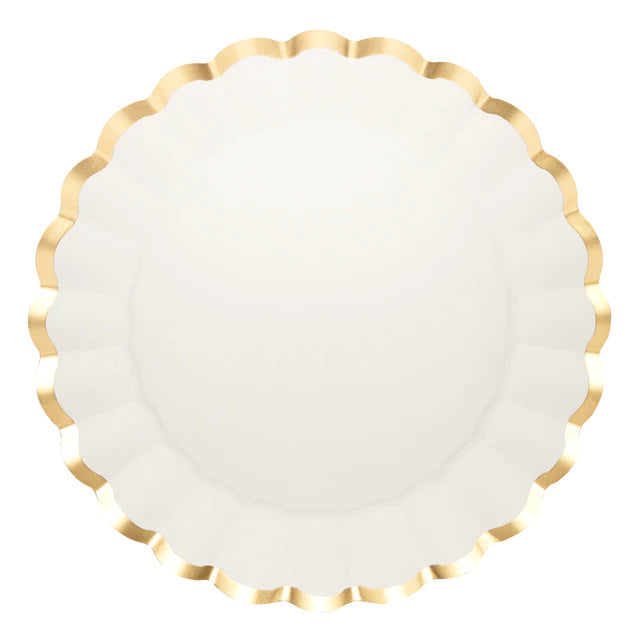 Sophistiplate Scalloped Charger Plate-Lifestyle-Gold & White-Kevin's Fine Outdoor Gear & Apparel