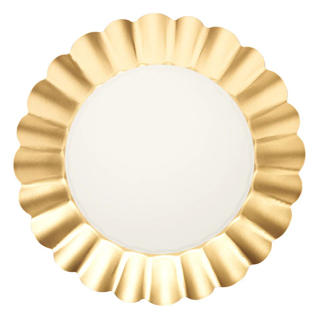 Sophistiplate Scalloped Dinner Plater Plate-Lifestyle-Gold & White-Kevin's Fine Outdoor Gear & Apparel