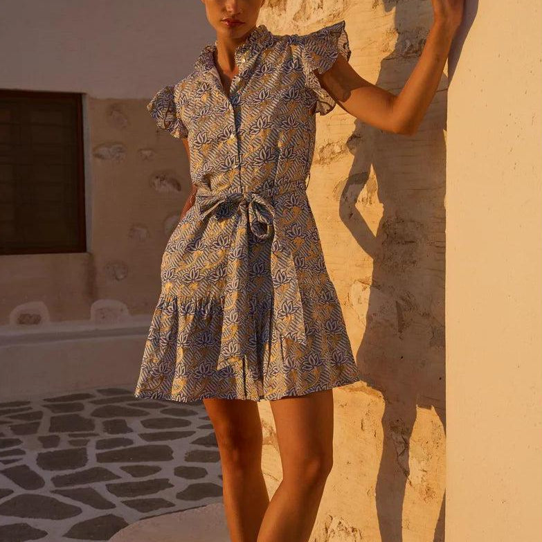 oliphant shirt dress mini OLIPHANT Collared Mini Shirt Dress Beckett Navy