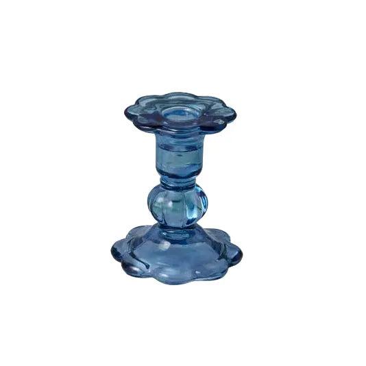 Glass Scalloped Candlestick Holder-Home/Giftware-Blue-Kevin's Fine Outdoor Gear & Apparel