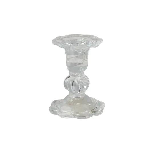 Glass Scalloped Candlestick Holder-Home/Giftware-Clear-Kevin's Fine Outdoor Gear & Apparel