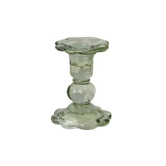 Glass Scalloped Candlestick Holder-Home/Giftware-Light Green-Kevin's Fine Outdoor Gear & Apparel