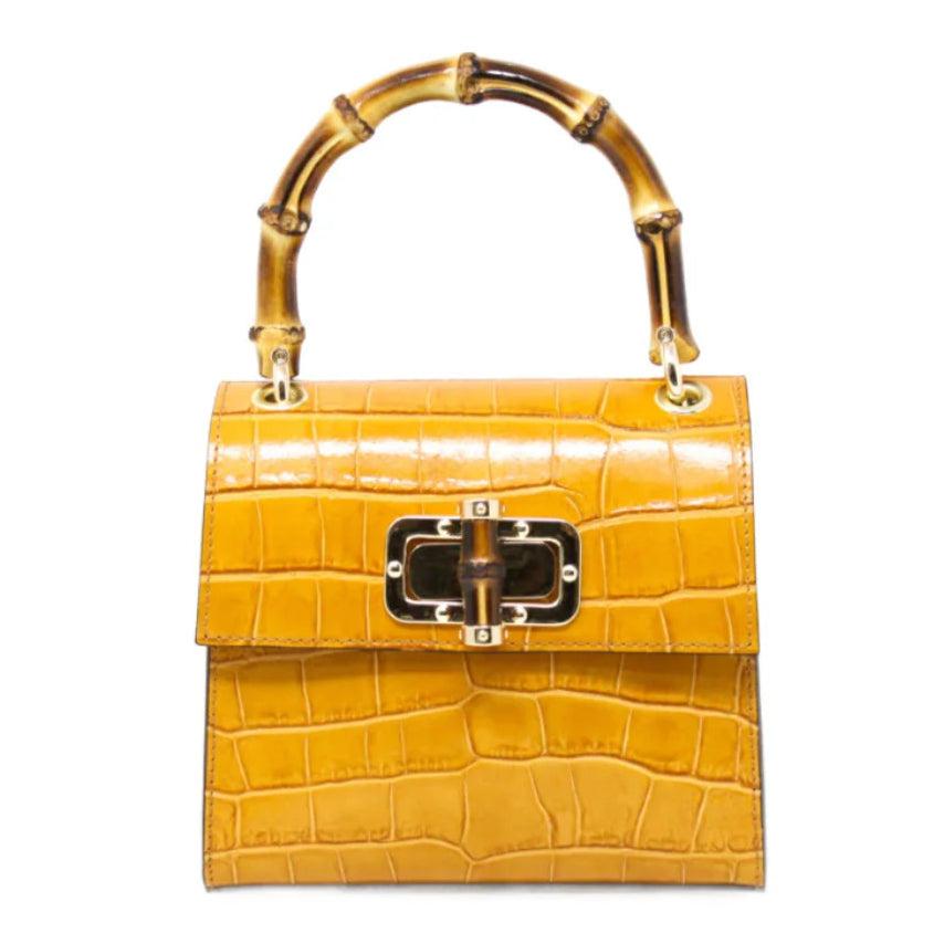 Kevin's Ladies Mini Leather Bag w/ Bamboo Handles-Women's Accessories-Camel-One Size-Kevin's Fine Outdoor Gear & Apparel