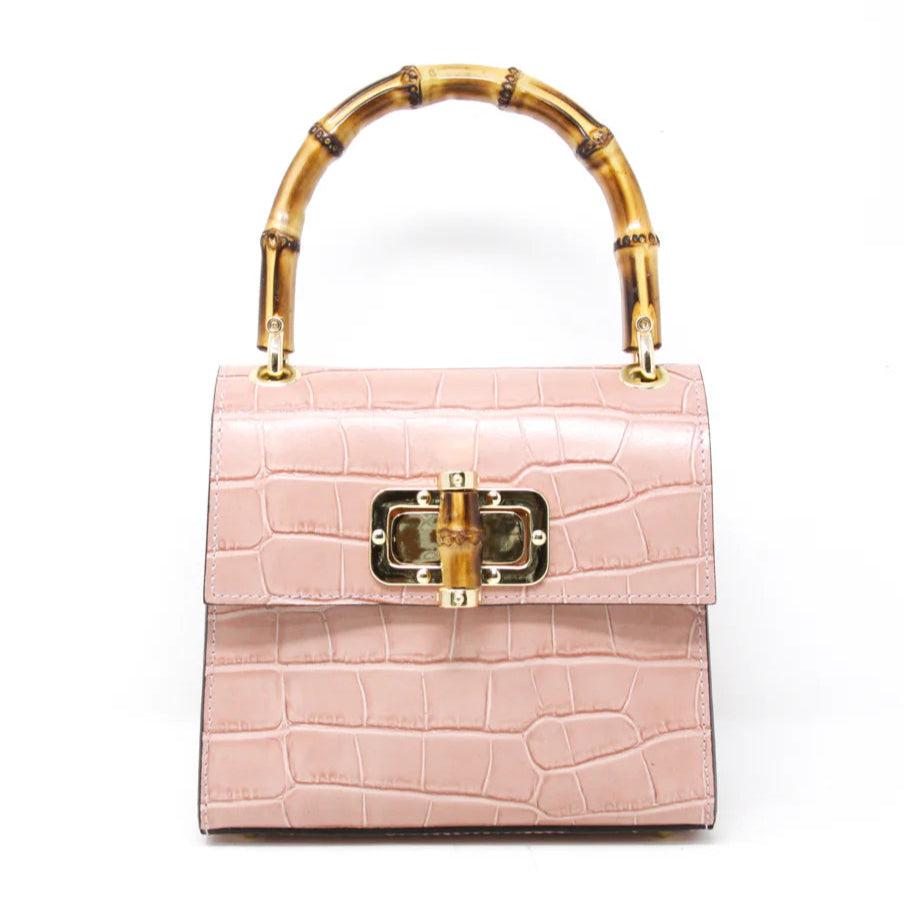 Kevin's Ladies Mini Leather Bag w/ Bamboo Handles-Women's Accessories-Nude-One Size-Kevin's Fine Outdoor Gear & Apparel